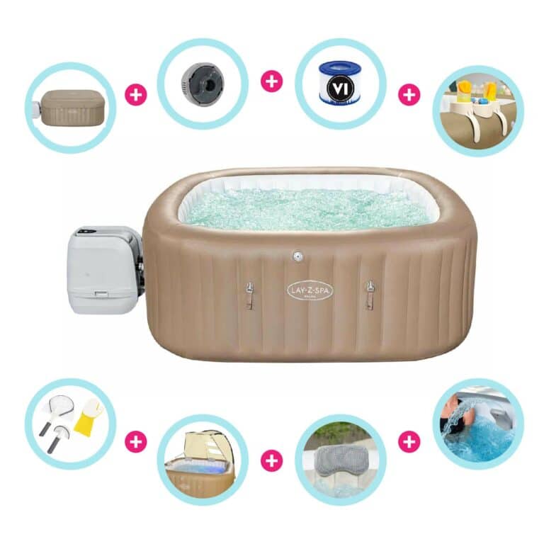 Pack Spa de Hidromasaje Hinchable para 5-7 personas Lay-Z-Spa Palma HidroJet + Accesorios