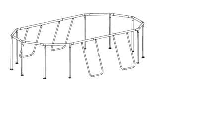 Marco de piscina ovalada de 14' x 8.20' x 39.5" / 4.27m x 2.50m x 1.00m