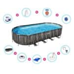 Pack piscina desmontable oval 732 x 366 x 122 cm Power Steel + Accesorios