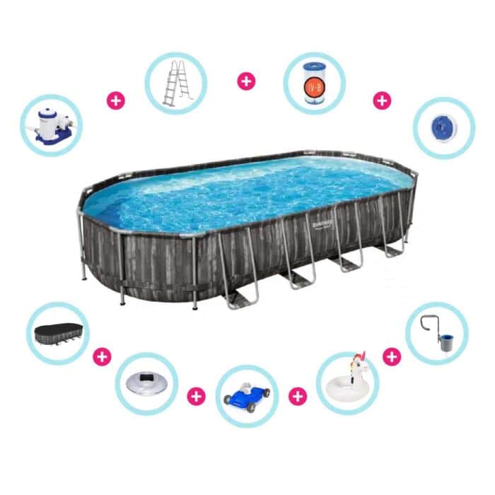 Pack piscina desmontable oval 732 x 366 x 122 cm Power Steel + Accesorios