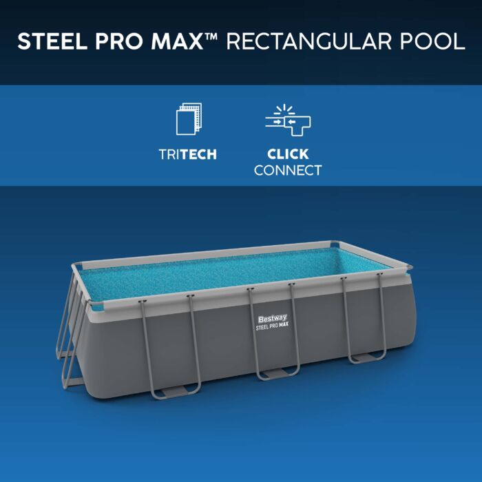 Piscina desmontable rectangular Steel Pro MAX 4,12 x 2,01 x 1,22 m con depuradora arena