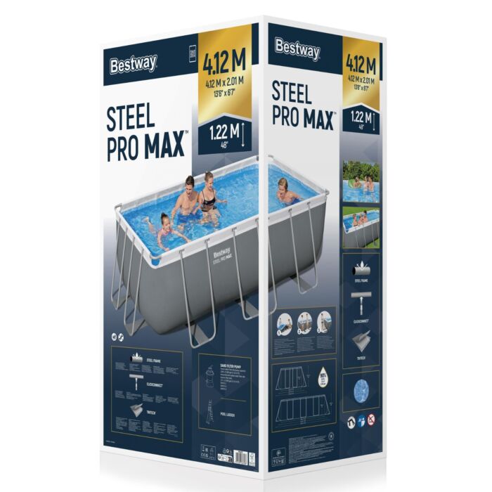 Piscina desmontable rectangular Steel Pro MAX 4,12 x 2,01 x 1,22 m con depuradora arena