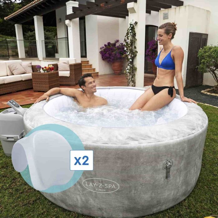 Pack Spa Zurich Airjet para 4 personas + 2 reposacabezas Lay Z spa