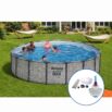 Pack Piscina Steel Pro Max textura imitación piedra Ø549 X 122 cm + Kit limpiafondos