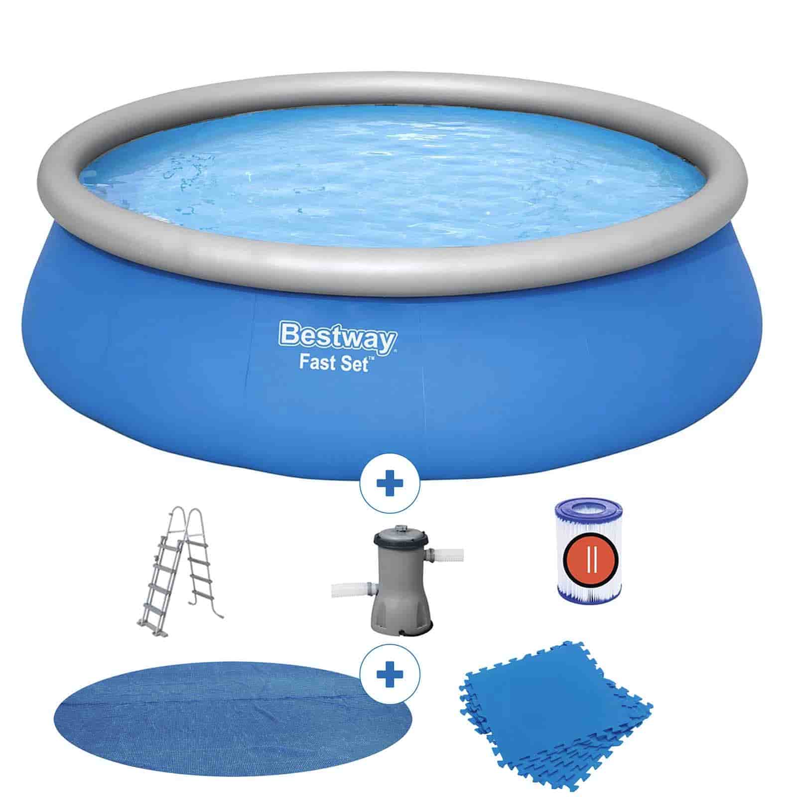 Pack Piscina Fast Set Ø457 x 122 cm + suelo + cobertor solar
