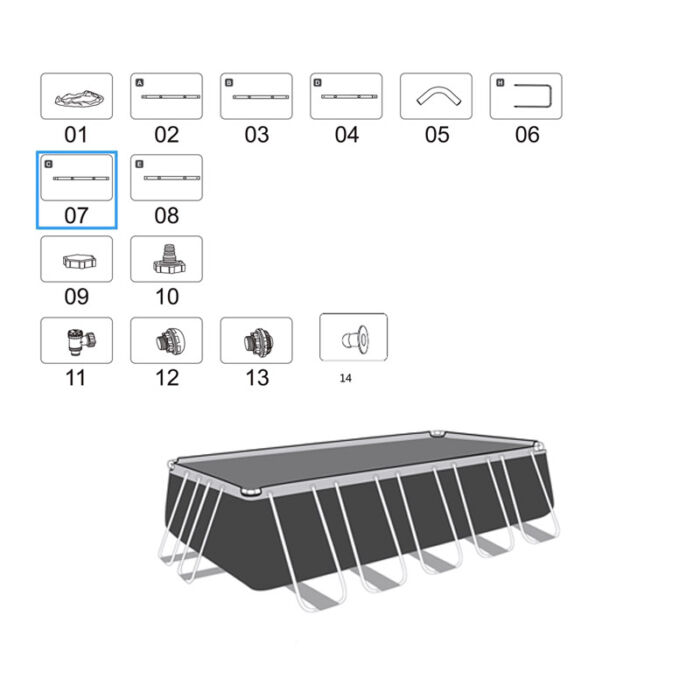 Barra horizontal C piscina Power Steel™ 610 / 732 / 956 cm