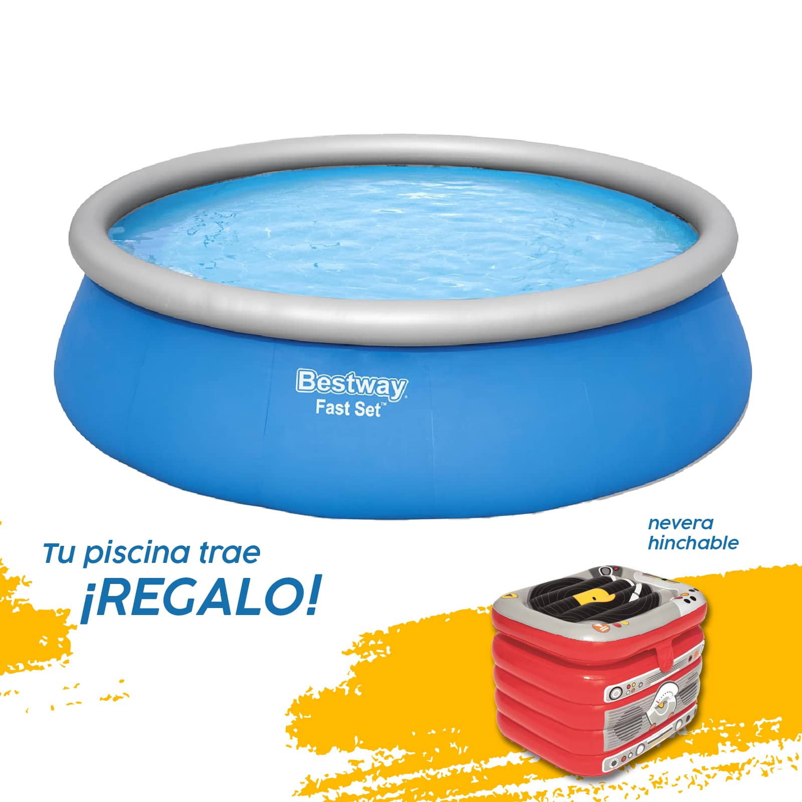 Piscina hinchable circular Fast Set 4.57 m x 1.22 m + nevera de regalo