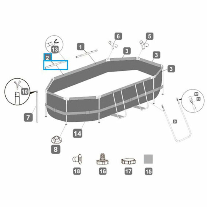 Carril superior B piscina 305 x 200 x 84cm Carril superior B piscina 305 x 200 x 84cm