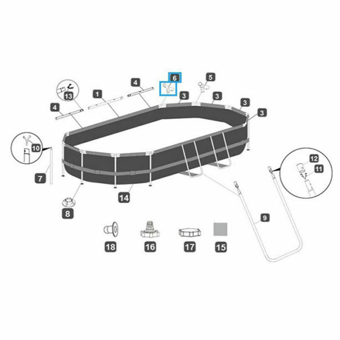 Conector-T pieza F piscina 427 x 250 x 100 cm Conector-T pieza F piscina 427 x 250 x 100 cm