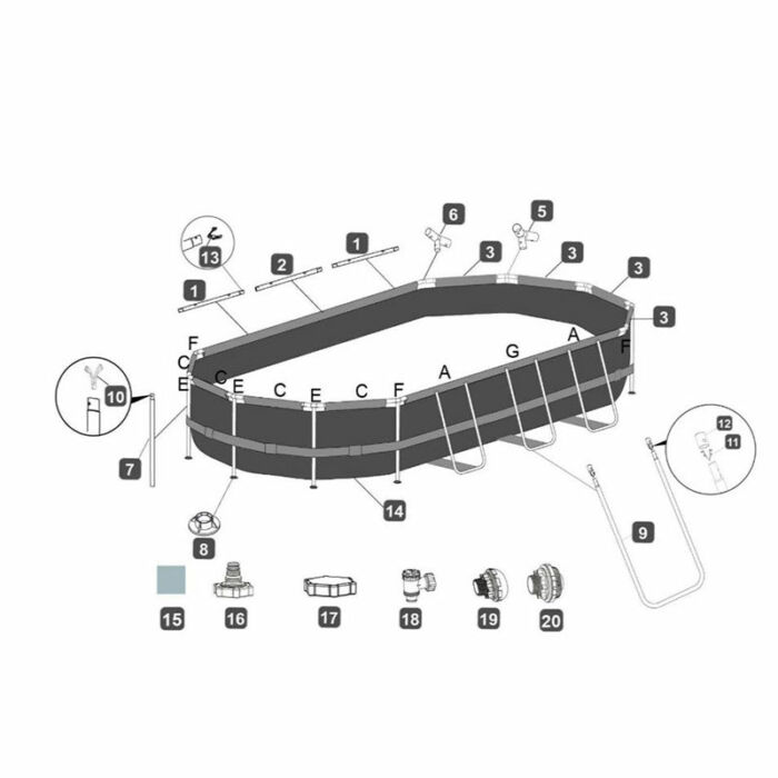 Barra vertical piscina Power Steel™ 549 x 274 x 122 cm