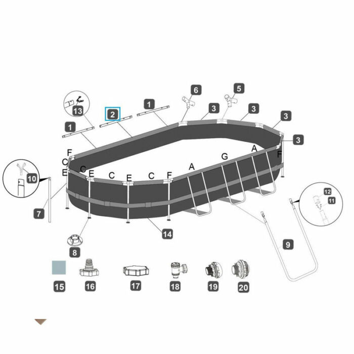 Carril superior G piscina 5.49 x 2.74 x 1.22 m Carril superior G piscina 5.49 x 2.74 x 1.22 m
