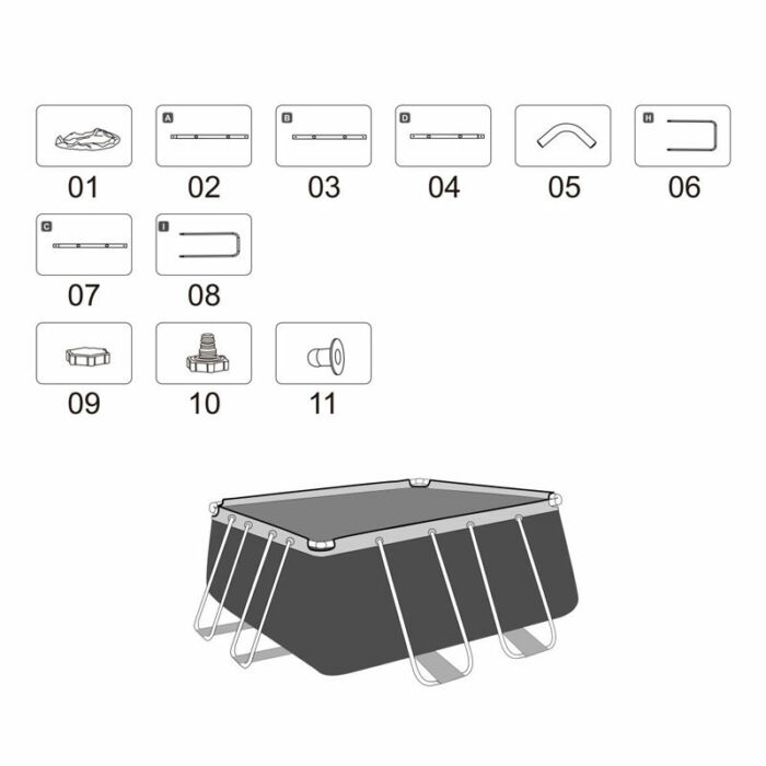 Conector C piscina Power Steel 282 x 196 x 84 cm