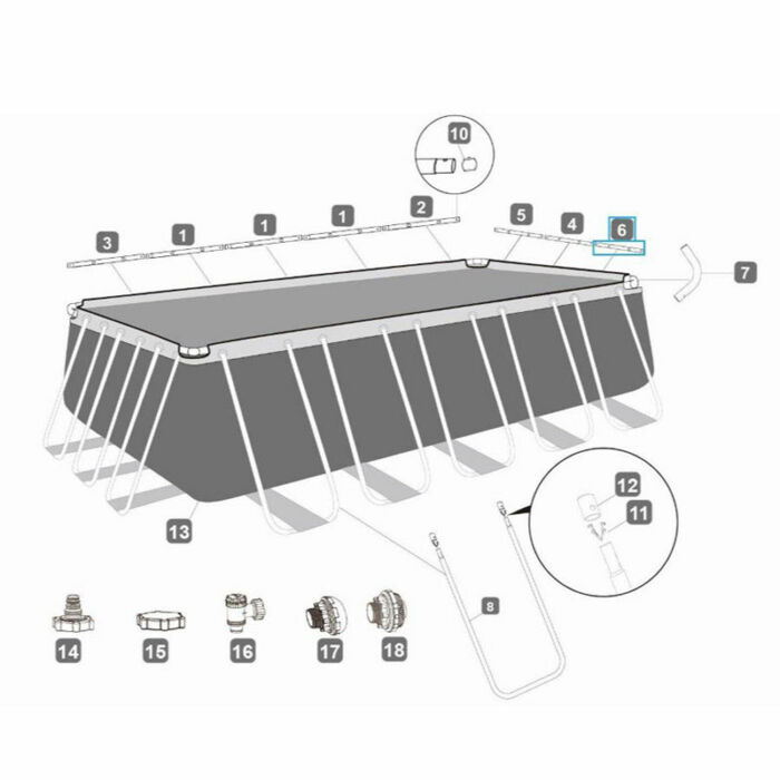 Barra superior F piscina Power Steel™ 732 x 366 x 132 cm