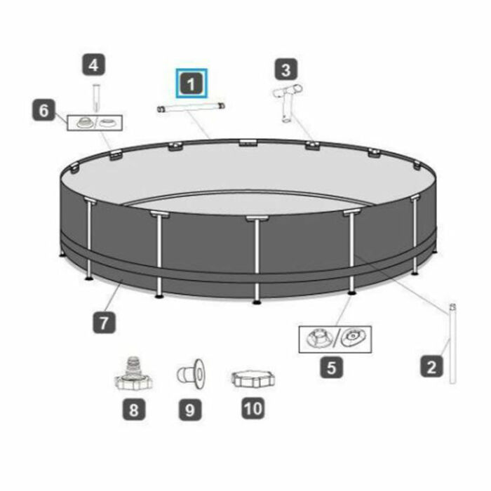 Barra soporte superior piscina 488x122 cm