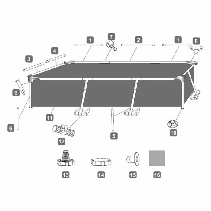 Pata de soporte lateral piscina 259 x 170 x 61 cm