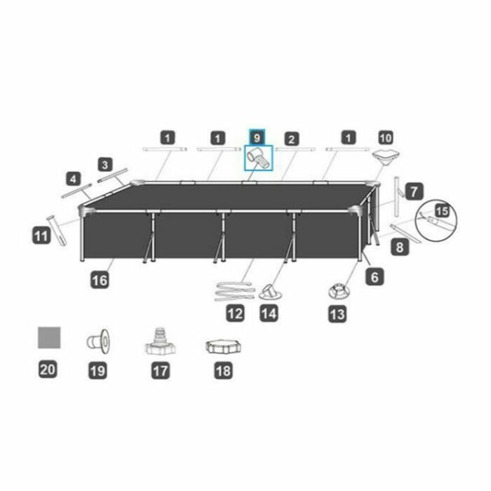 Conector en T Bestway para piscinas con estructura Steel Pro y Splash