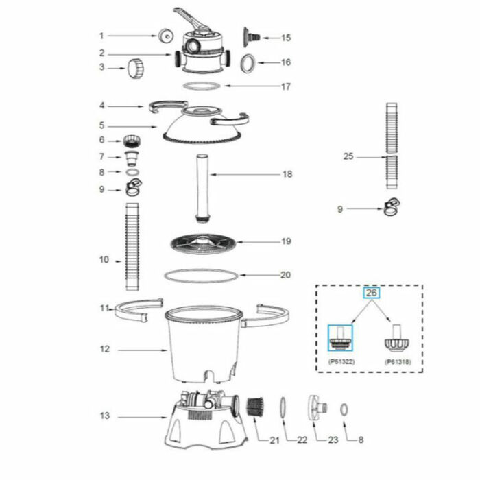 Rejilla para salida de agua de Ø 32 mm para piscinas