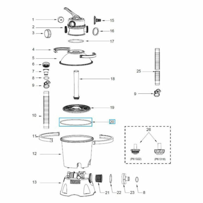 Junta tórica del depósito del filtro de arena Flowclear™ Junta tórica del depósito del filtro de arena Flowclear™