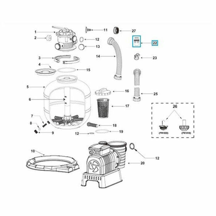Adaptador para tubo de depuradoras de Ø 38 cm