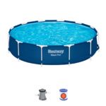 Piscina desmontable redonda Bestway Steel Pro de 3,66 × 0,76 m con depuradora de cartucho incluida