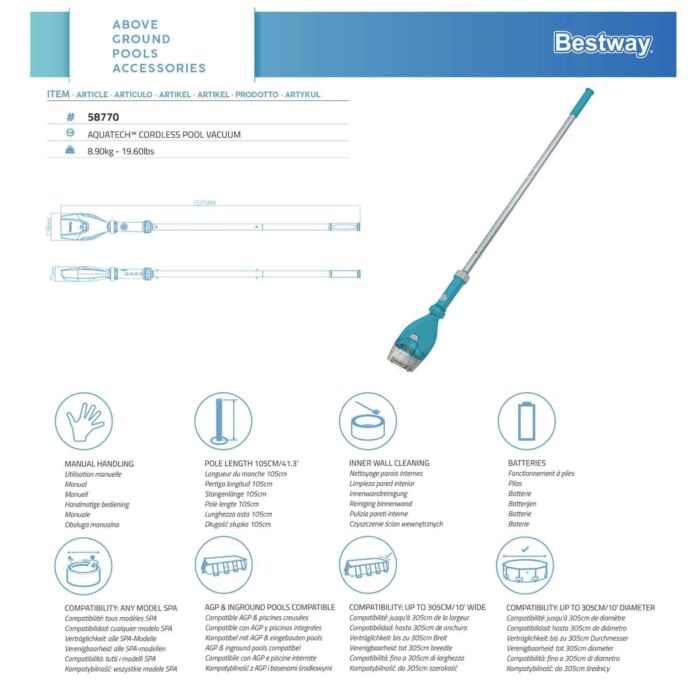 Limpiafondos de piscina inalámbrico AquaTech