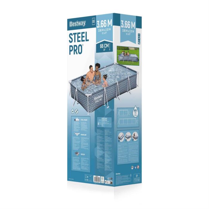 Piscina desmontable rectangular Steel Pro 3,66m x 2,01m x 66 cm