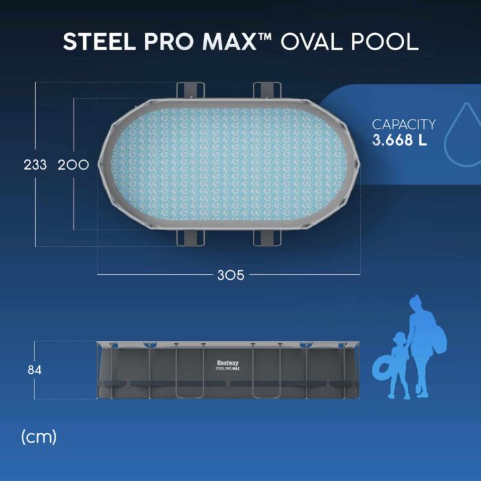 Piscina desmontable ovalada Steel Pro MAX 3,05m x 2,00m x 84 cm Piscina desmontable ovalada Steel Pro MAX 3,05m x 2,00m x 84 cm