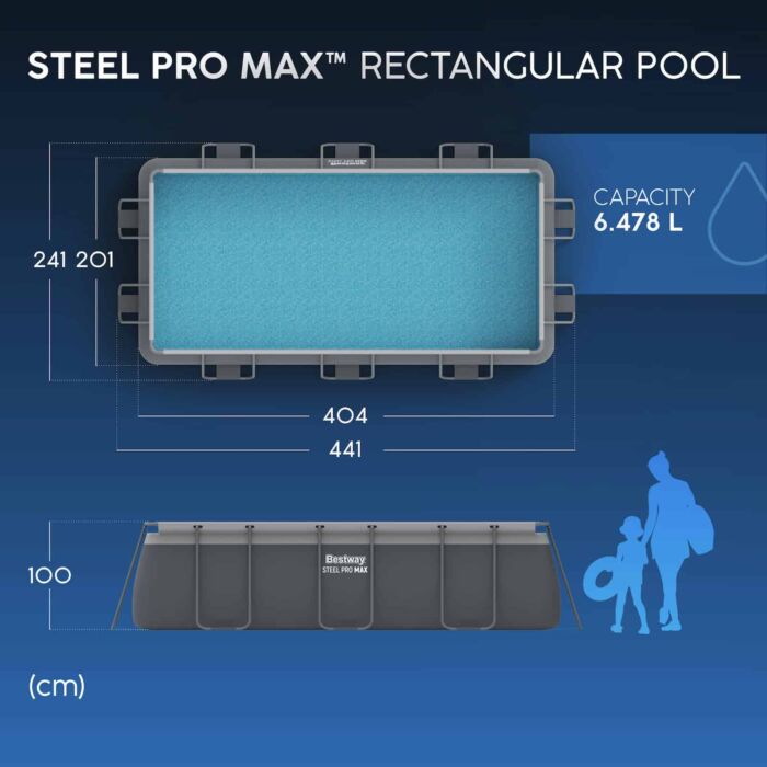 Piscina desmontable rectangular DEPURADORA ARENA Steel Pro MAX 4,04m x 2,01m x 1m