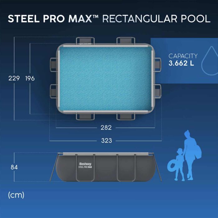 Piscina desmontable rectangular Steel Pro MAX 2,82m x 1,96m x 84 cm Piscina desmontable rectangular Steel Pro MAX 2,82m x 1,96m x 84 cm