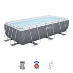 Piscina desmontable rectangular Bestway Steel Pro Max imitación piedra 4,04 × 2,01 m con depuradora, escalera y cartucho
