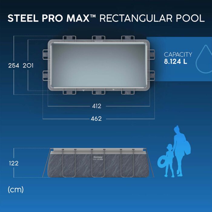 Piscina desmontable rectangular DEPURADORA CARTUCHO Steel Pro MAX 4,12m x 2,01m x 1,22m