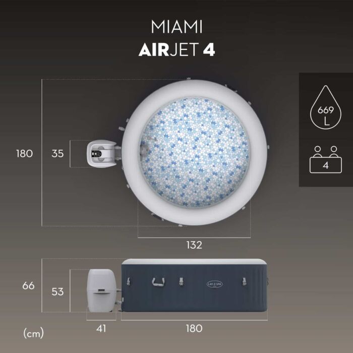Spa de hidromasaje inflable 2-4 pers. Lay-Z-Spa Miami