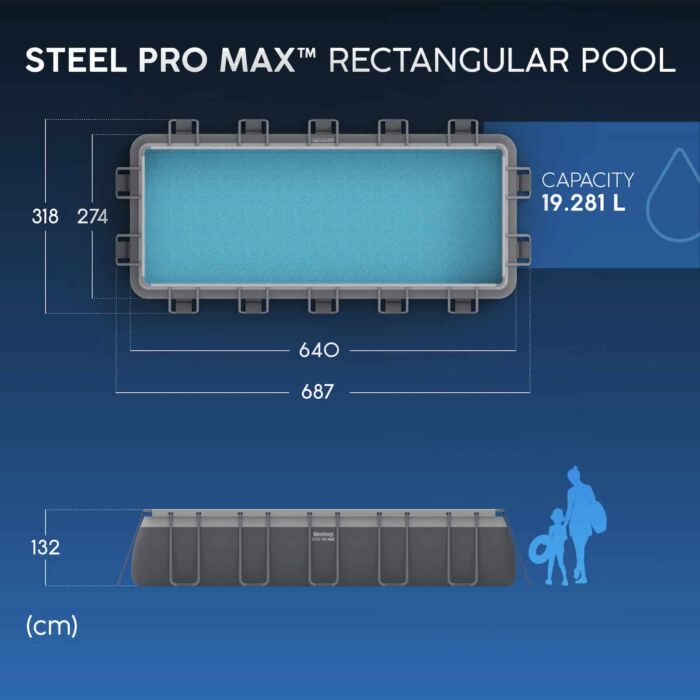 Piscina desmontable rectangular Steel Pro MAX 6,40m x 2,74m x 1,32m