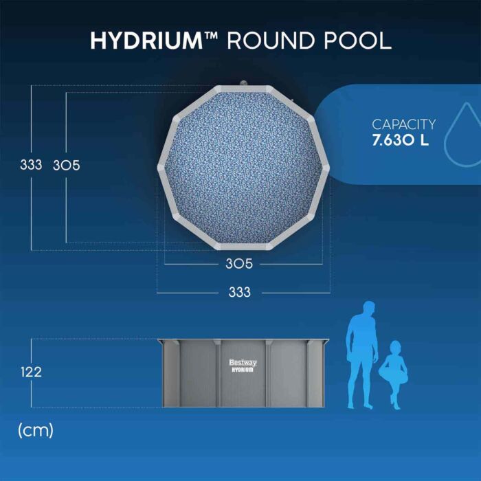 Piscina desmontable redonda de acero Hydrium 3,05m x 1,22m