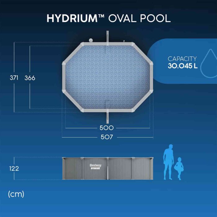 Piscina desmontable ovalada acero Hydrium 5,00m x 3,66m x 1,22m Piscina desmontable ovalada acero Hydrium 5,00m x 3,66m x 1,22m