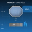 Diagrama de dimensiones de la piscina Hydrium™ ovalada Bestway 5,00 × 3,66 × 1,22 m
