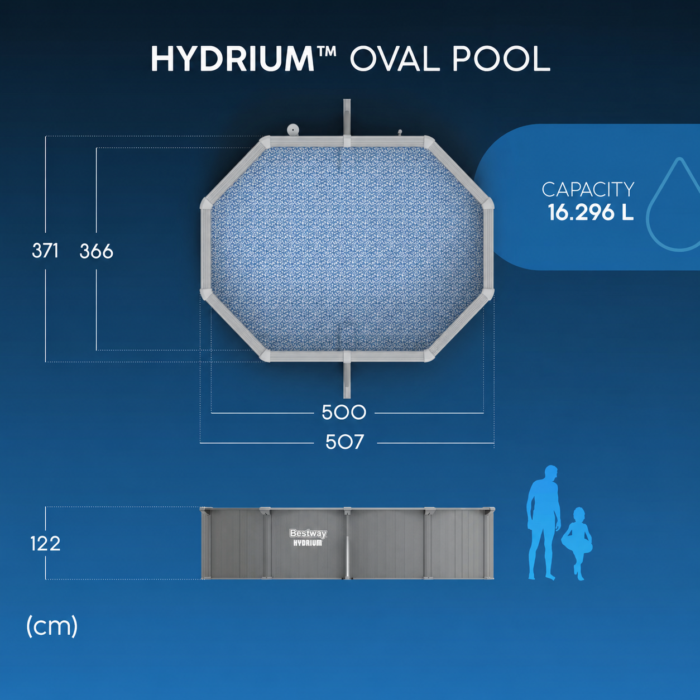 Piscina desmontable ovalada acero Hydrium 5,00m x 3,66m x 1,22m
